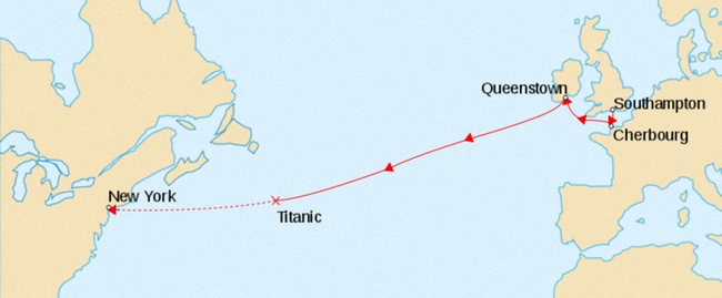 泰坦尼克号航线